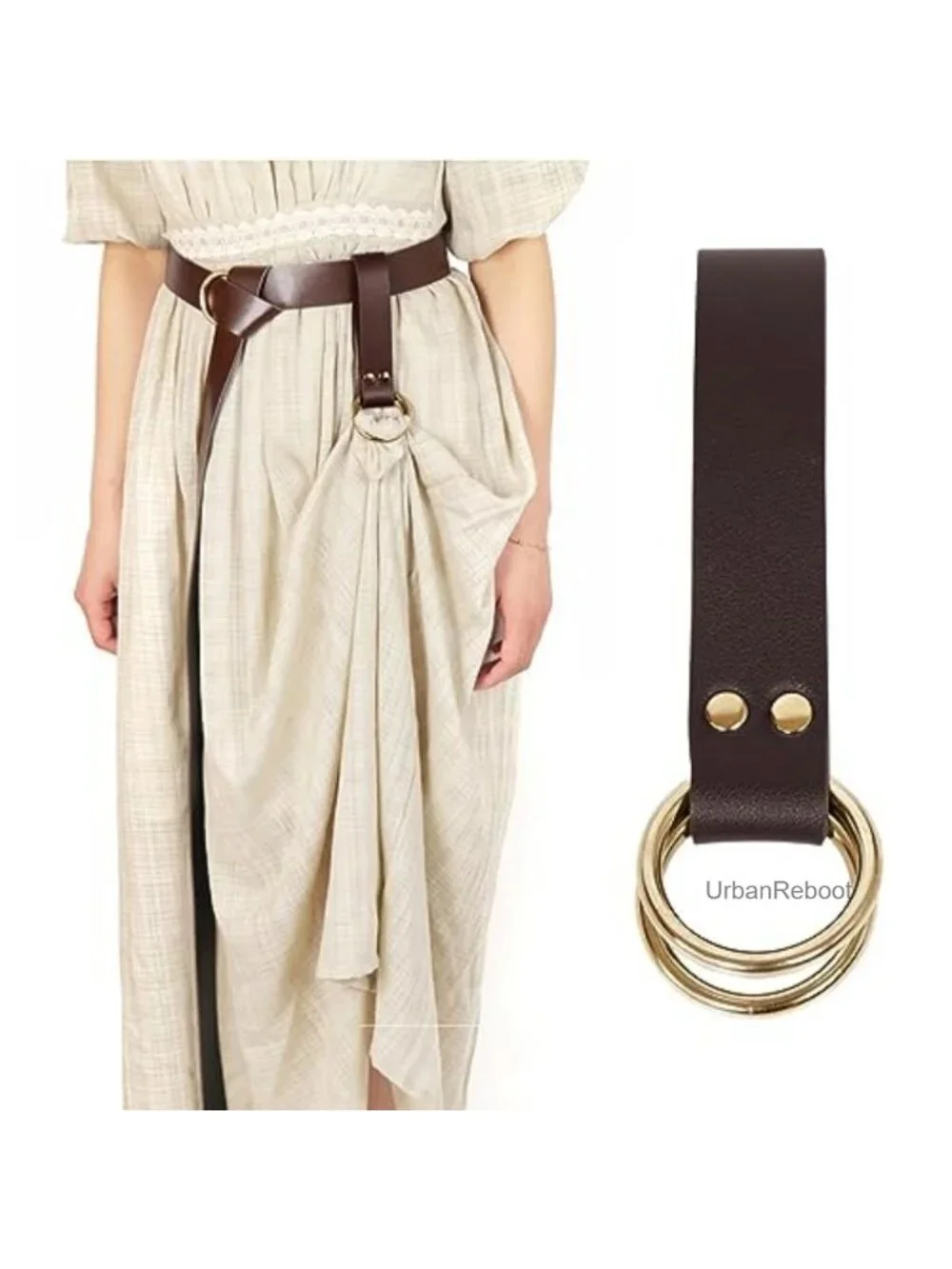 Medieval Belt Skirt Hikes Double Ring Faux Leather Renaissance Waistband